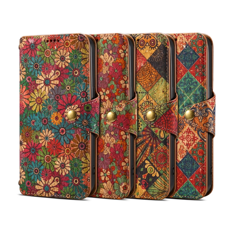 For Samsung Galaxy S23 FE Denior Flower Language Series Cork Fabric Oil Edge Leather Phone Case(Spring)