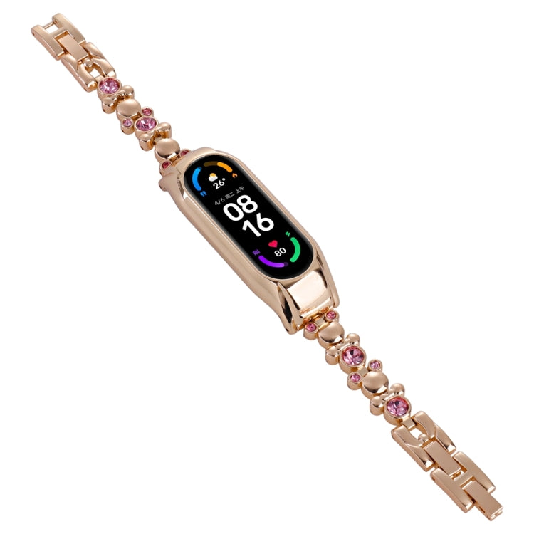 For Xiaomi Mi Band 6 / 5 Cute Bear Diamond Metal Watch Band(Rose Gold) - free shipping - PMC TechLife - Order now!