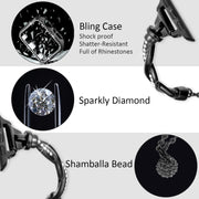 For Apple Watch 38mm Twist Bracelet Diamond Metal Watch Band(Black)