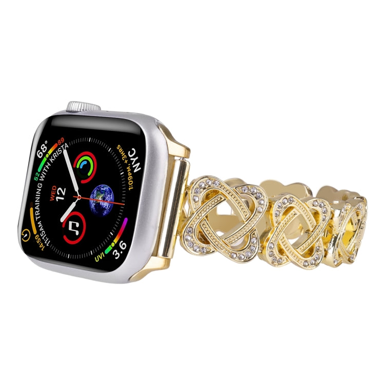 For Apple Watch SE 2023 40mm Hearts Crossed Diamond Metal Watch Band(Gold) - free shipping - PMC TechLife - Order now!