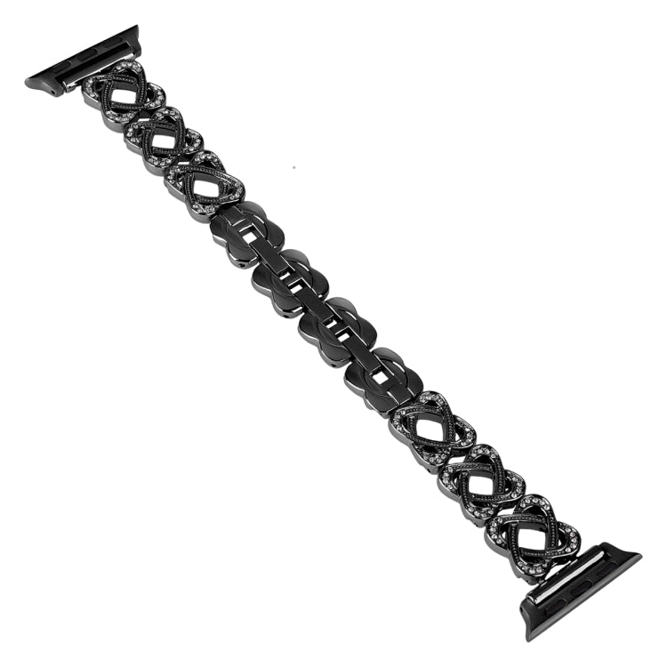 For Apple Watch Series 6 44mm Hearts Crossed Diamond Metal Watch Band(Black) - free shipping - PMC TechLife - Order now!