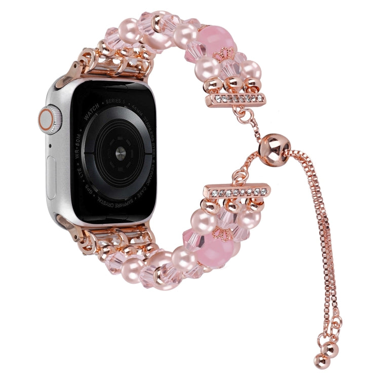 For Apple Watch Series 2 42mm Beaded Onyx Retractable Chain Watch Band(Pink) - free shipping - PMC TechLife - Order now!