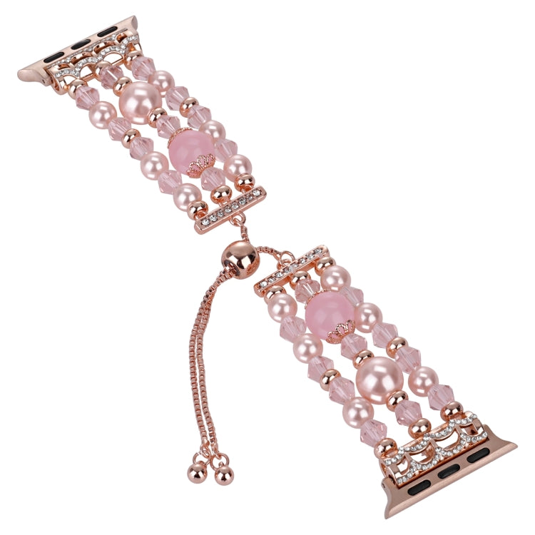 For Apple Watch Series 2 42mm Beaded Onyx Retractable Chain Watch Band(Pink) - free shipping - PMC TechLife - Order now!