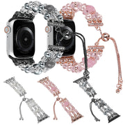 For Apple Watch Ultra 49mm Beaded Onyx Retractable Chain Watch Band(Grey)