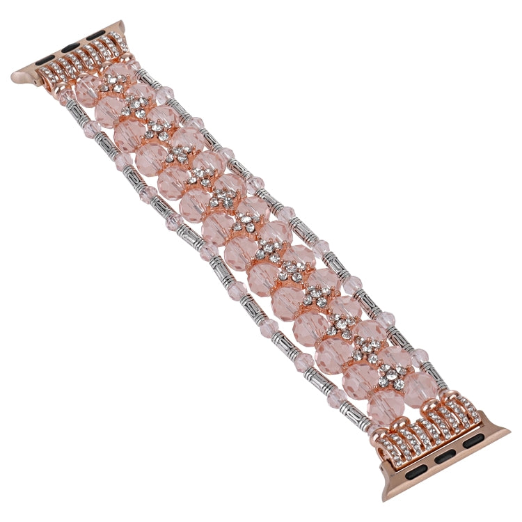 For Apple Watch SE 2022 44mm Beaded Diamond Bracelet Watch Band(Pink) - free shipping - PMC TechLife - Order now!