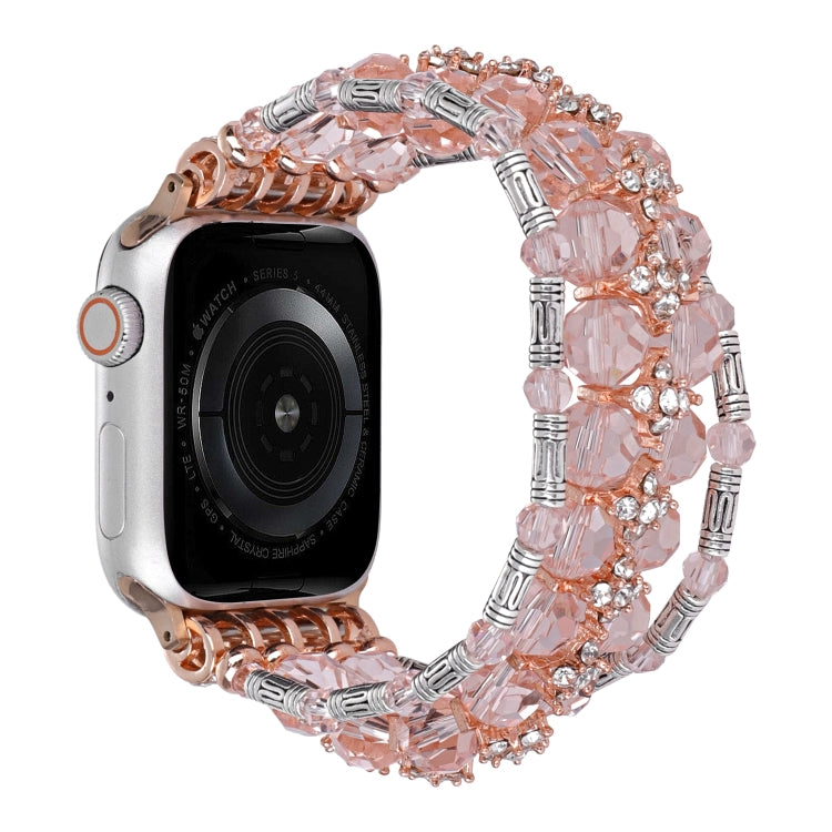 For Apple Watch Series 7 45mm Beaded Diamond Bracelet Watch Band(Pink) - free shipping - PMC TechLife - Order now!