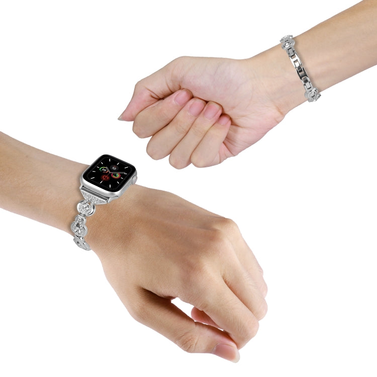 For Apple Watch Series 2 38mm Gourd Diamond Metal Watch Band(Silver)
