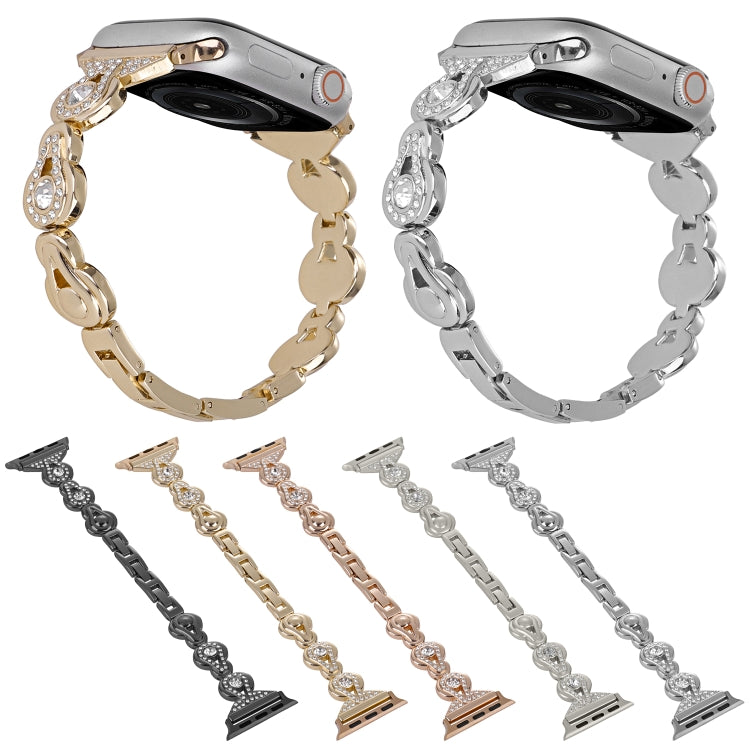 For Apple Watch Series 6 44mm Gourd Diamond Metal Watch Band(Rose Gold) - free shipping - PMC TechLife - Order now!