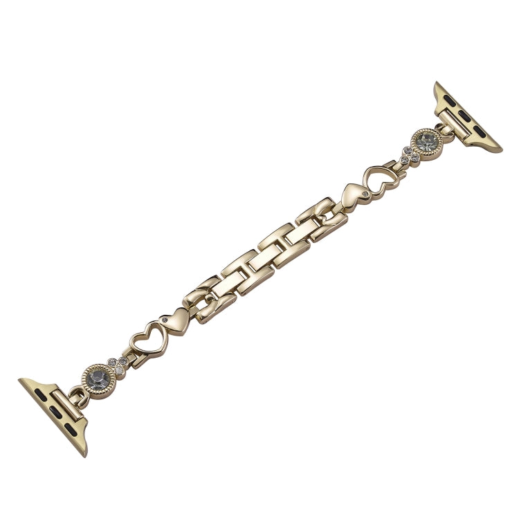 For Apple Watch SE 2023 40mm Diamond Hearts Metal Chain Watch Band(Gold) - free shipping - PMC TechLife - Order now!