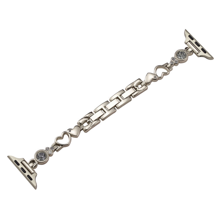 For Apple Watch Series 2 42mm Diamond Hearts Metal Chain Watch Band(Starlight) - free shipping - PMC TechLife - Order now!