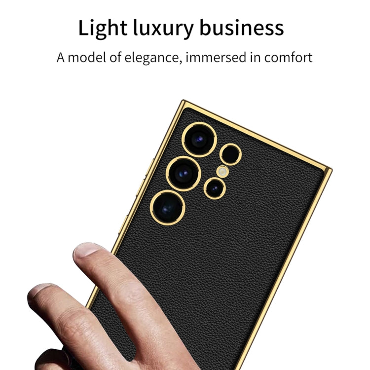 For Samsung Galaxy S24 Ultra 5G GKK Plating TPU + Leather Full Coverage Phone Case(Black)