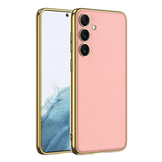 For Samsung Galaxy S24 5G GKK Plating TPU + Leather Full Coverage Phone Case(Pink)