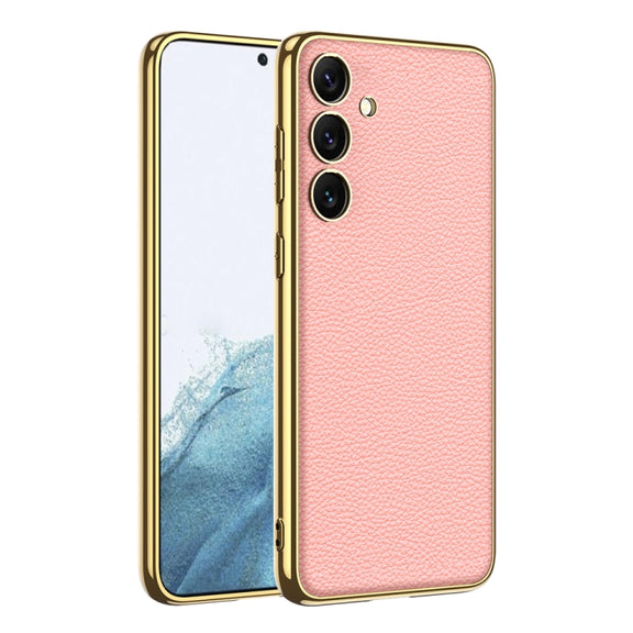 For Samsung Galaxy S24 5G GKK Plating TPU + Leather Full Coverage Phone Case(Pink)