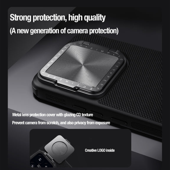 For Xiaomi 14 Pro NILLKIN Textured Prop Magnetic Lens Protection Holder Nylon Phone Case(Black)