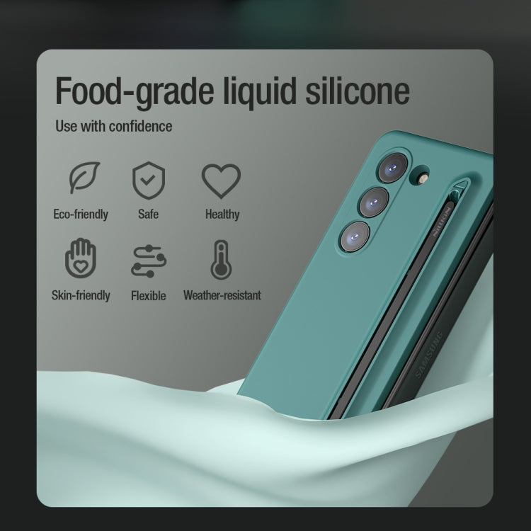 For Samsung Galaxy Z Fold5 NILLKIN Flex Pure PC + Liquid Silicone Phone Case with S Pen(Green)