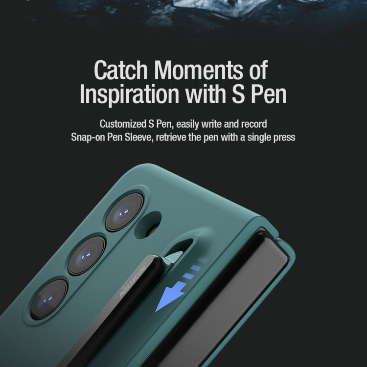 For Samsung Galaxy Z Fold5 NILLKIN Flex Pure PC + Liquid Silicone Phone Case with S Pen(Green)
