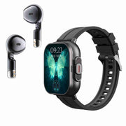 D8 2.01 inch 2 in 1 Bluetooth Earphone Silicone Band Smart Watch, Support Wellness Tracking / NFC(Black)