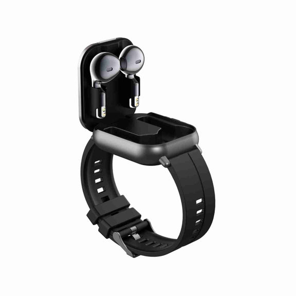D8 2.01 inch 2 in 1 Bluetooth Earphone Silicone Band Smart Watch, Support Wellness Tracking / NFC(Black)