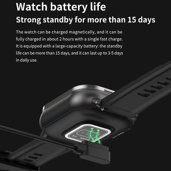 D8 2.01 inch 2 in 1 Bluetooth Earphone Silicone Band Smart Watch, Support Wellness Tracking / NFC(Black)