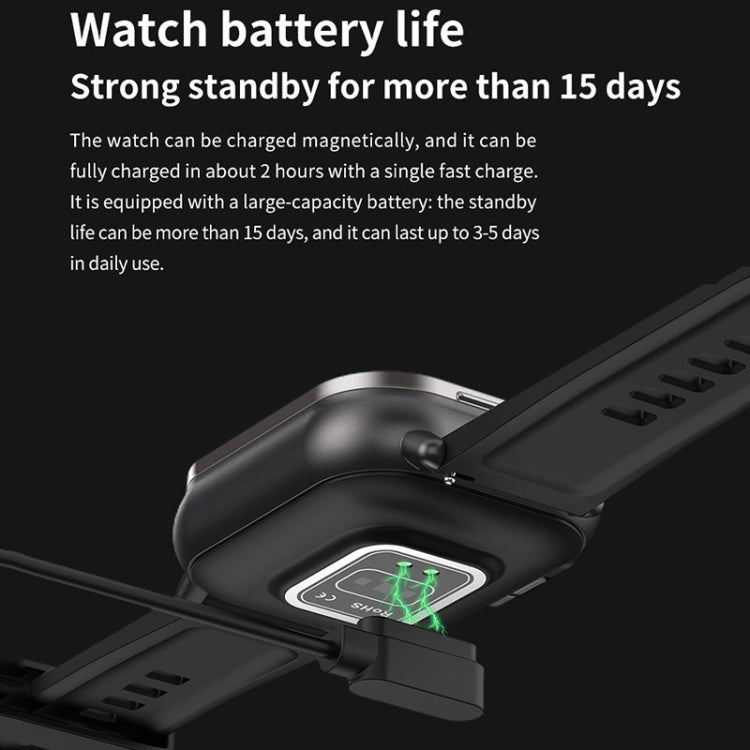 D8 2.01 inch 2 in 1 Bluetooth Earphone Silicone Band Smart Watch, Support Wellness Tracking / NFC(Black)