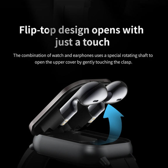 D8 2.01 inch 2 in 1 Bluetooth Earphone Silicone Band Smart Watch, Support Wellness Tracking / NFC(Black)