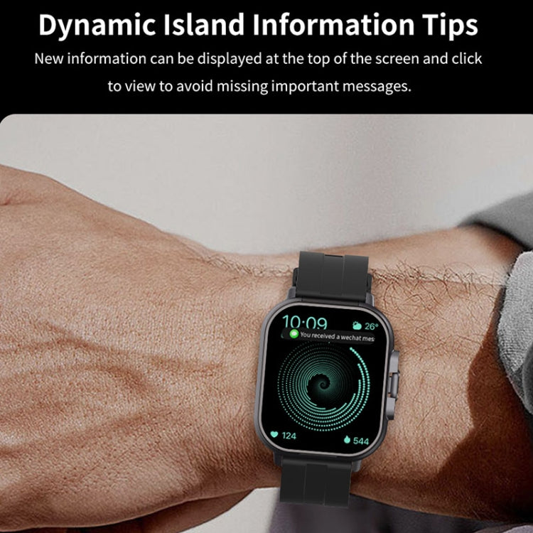 D8 2.01 inch 2 in 1 Bluetooth Earphone Silicone Band Smart Watch, Support Wellness Tracking / NFC(Black)