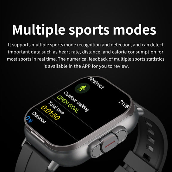 D8 2.01 inch 2 in 1 Bluetooth Earphone Silicone Band Smart Watch, Support Wellness Tracking / NFC(Black)