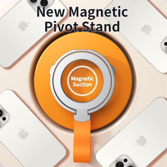 MagSafe Magnetic Pivot Stand Phone Ring Holder(Silver + Orange)