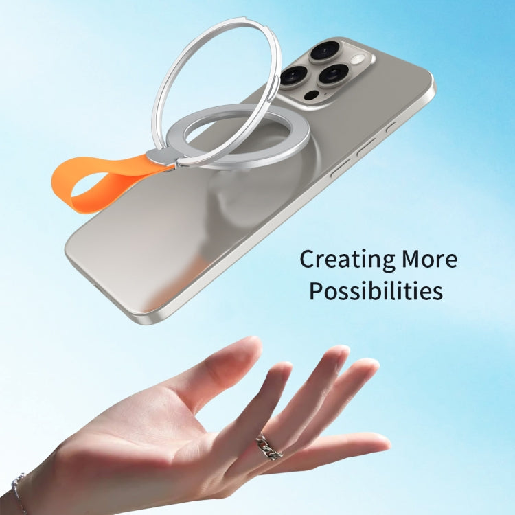MagSafe Magnetic Pivot Stand Phone Ring Holder(Silver + Orange)