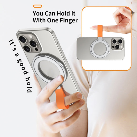 MagSafe Magnetic Pivot Stand Phone Ring Holder(Silver + Orange)