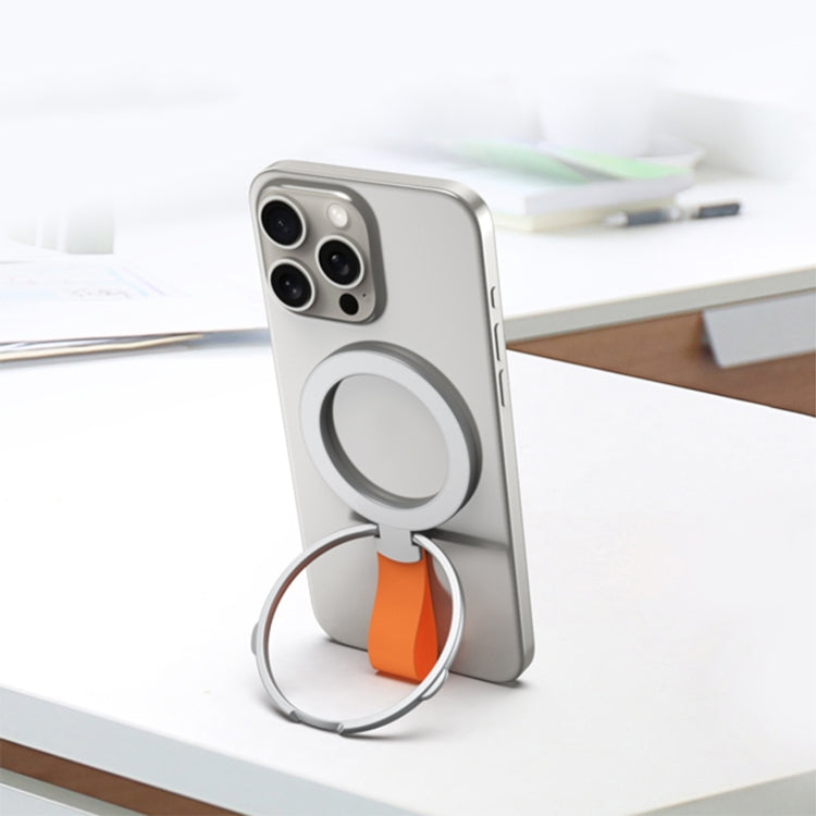 MagSafe Magnetic Pivot Stand Phone Ring Holder(Silver + Orange)