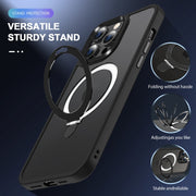For iPhone 15 Pro Max Skin-feel MagSafe Holder PC Hybrid TPU Phone Case(Black)