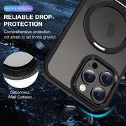 For iPhone 15 Pro Max Skin-feel MagSafe Holder PC Hybrid TPU Phone Case(Black)
