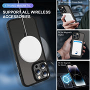 For iPhone 15 Pro Max Skin-feel MagSafe Holder PC Hybrid TPU Phone Case(Black)