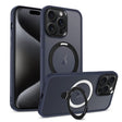 For iPhone 15 Pro Max Skin-feel MagSafe Holder PC Hybrid TPU Phone Case(Dark Blue) - iPhone 15 Pro Max Cases by PMC TechLife | Online Shopping South Africa | PMC TechLife | Buy Now Pay Later Mobicred