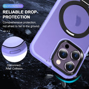 For iPhone 14 Skin-feel MagSafe Holder PC Hybrid TPU Phone Case(Purple)
