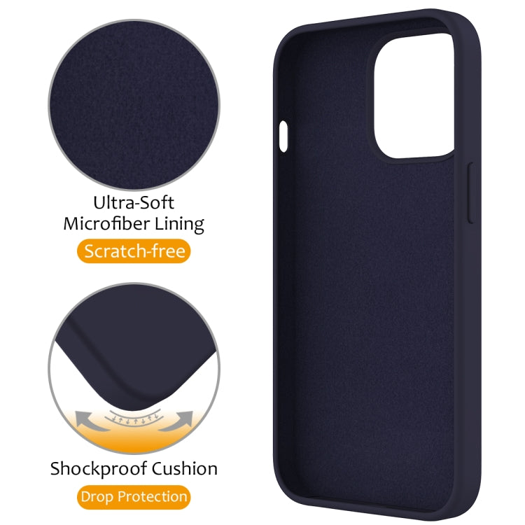 For iPhone 13 Pro Liquid Silicone MagSafe Magnetic Phone Case with Ring Holder(Midnight Blue)