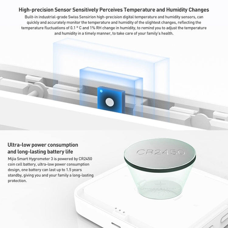 Original Xiaomi Mijia Smart Bluetooth Digital Thermometer Hygrometer 3(White) - Indoor Thermometer by Xiaomi | Online Shopping South Africa | PMC TechLife | Buy Now Pay Later Mobicred