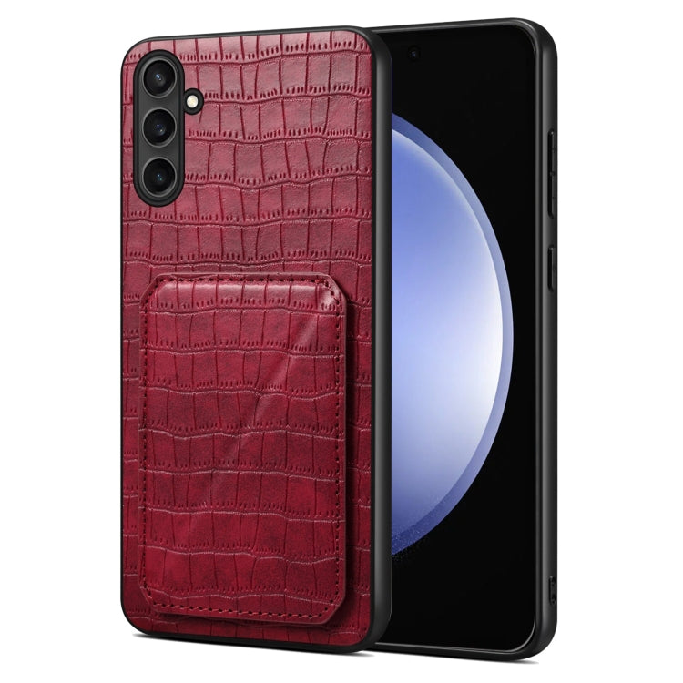 For Samsung Galaxy S23 FE 5G Denior Imitation Crocodile Leather Back Phone Case with Holder(Rose Red) - free shipping - PMC TechLife - Order now!