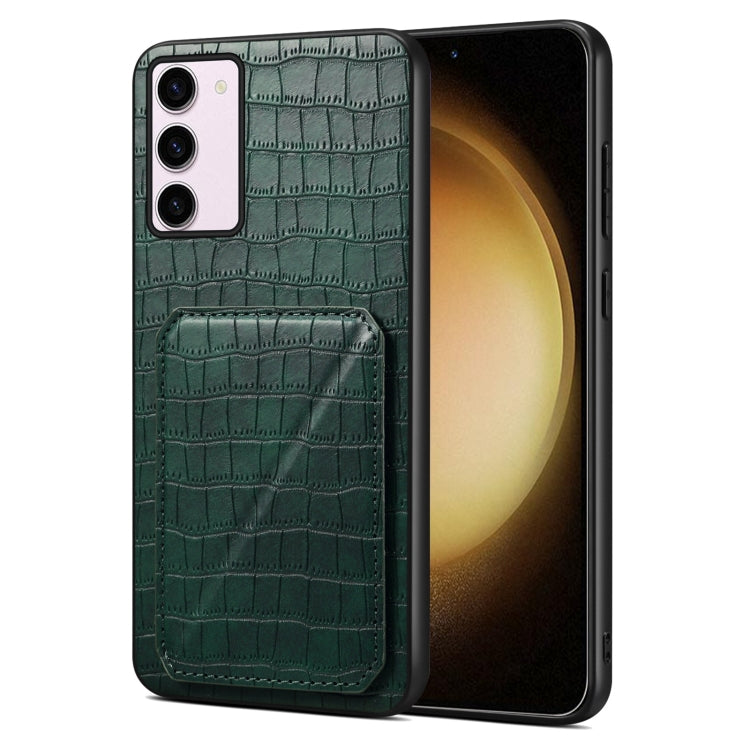 For Samsung Galaxy S23+ 5G Denior Imitation Crocodile Leather Back Phone Case with Holder(Green) - Galaxy S23+ 5G Cases by Denior | Online Shopping South Africa | PMC TechLife | Buy Now Pay Later Mobicred