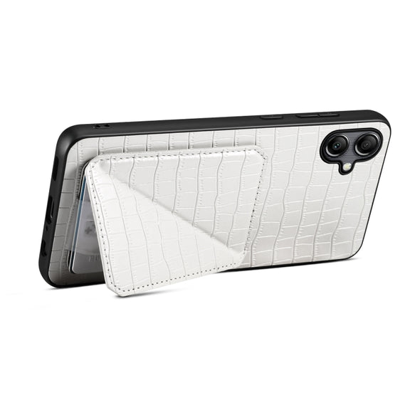 For Samsung Galaxy S24+ 5G Denior Imitation Crocodile Leather Back Phone Case with Holder(White)