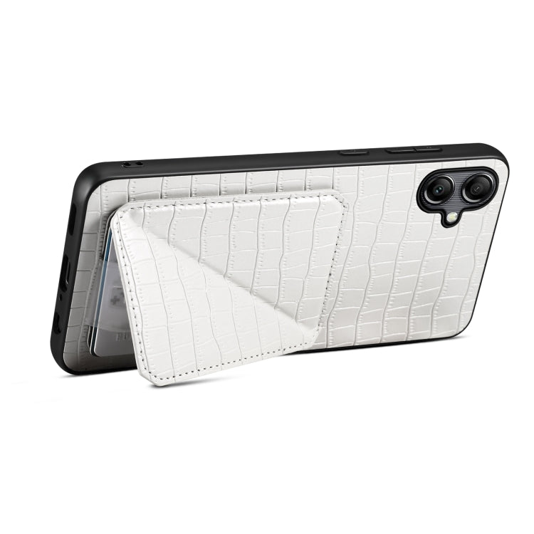 For Samsung Galaxy S24+ 5G Denior Imitation Crocodile Leather Back Phone Case with Holder(White)