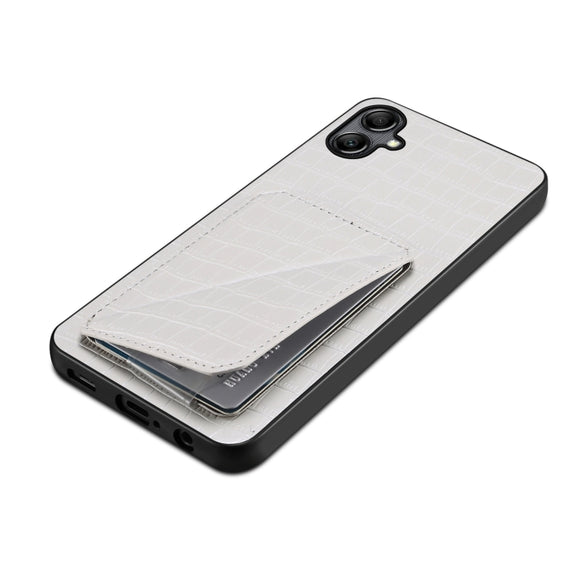 For Samsung Galaxy S24+ 5G Denior Imitation Crocodile Leather Back Phone Case with Holder(White)