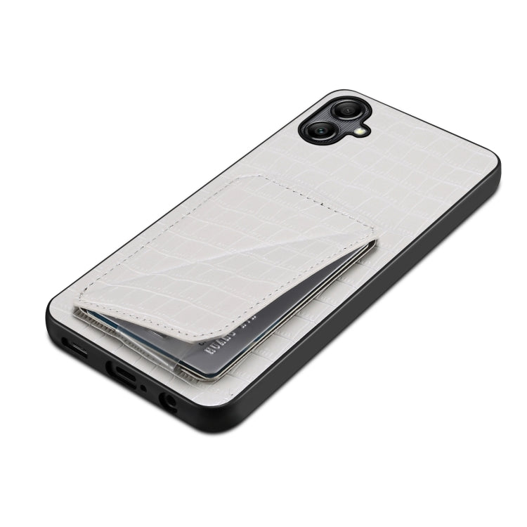 For Samsung Galaxy S24+ 5G Denior Imitation Crocodile Leather Back Phone Case with Holder(White)