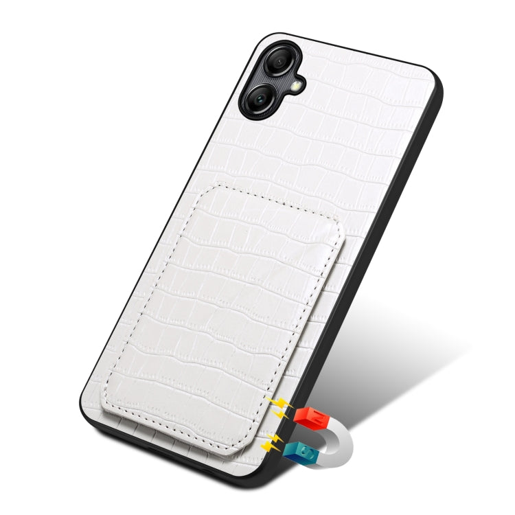 For Samsung Galaxy S24+ 5G Denior Imitation Crocodile Leather Back Phone Case with Holder(White) - Galaxy S24+ 5G Cases by Denior | Online Shopping South Africa | PMC TechLife | Buy Now Pay Later Mobicred