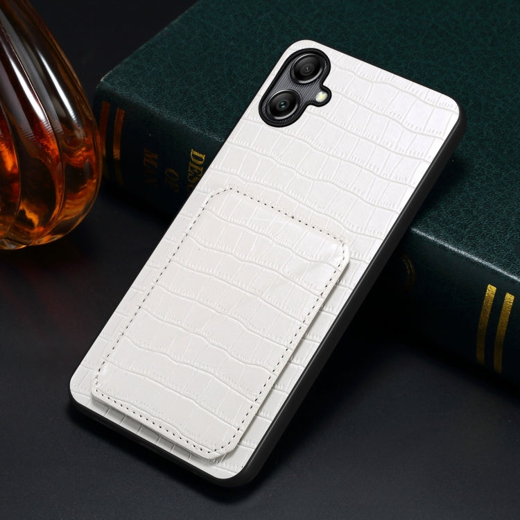 For Samsung Galaxy S24+ 5G Denior Imitation Crocodile Leather Back Phone Case with Holder(White)
