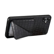 For Samsung Galaxy S24 Ultra 5G Denior Imitation Crocodile Leather Back Phone Case with Holder(Black)