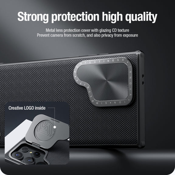 For Samsung Galaxy S24 Ultra 5G NILLKIN Textured Prop Camera Cover Holder Design Nylon Phone Case(Black)