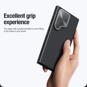 For Samsung Galaxy S24 Ultra 5G NILLKIN Textured Prop Camera Cover Holder Design Nylon MagSafe Magnetic Phone Case(Black)