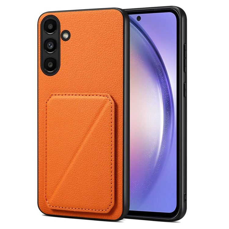 For Samsung Galaxy A54 5G Denior Imitation Calf Leather Back Phone Case with Holder(Orange) - Galaxy Phone Cases by Denior | Online Shopping South Africa | PMC TechLife | Buy Now Pay Later Mobicred